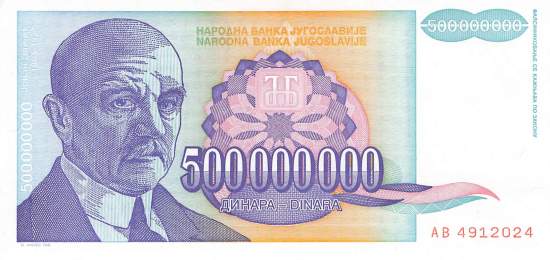 Jugoslawien p134 500 Millionen Dinara 1993